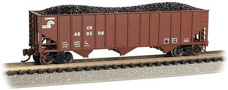 Bachmann 18752 N Scale Bethlehem Steel 100-Ton 3-Bay Hopper - Ready to Run -- Conrail 488506 (Boxcar Red, Small Logo)