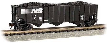Bachmann 18754 N Scale Bethlehem Steel 100-Ton 3-Bay Hopper - Ready to Run -- Norfolk Southern 145275 (black, white)
