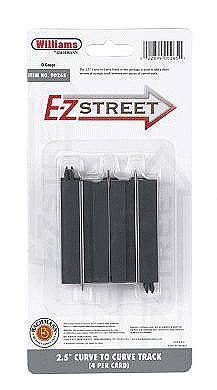 Bachmann 265 O Scale E-Z Street Track for Operating Vehicles & Trolleys -- 2-1/2" 6.2cm Curve-to-Curve Connector Track pkg(4)