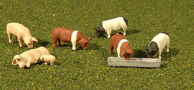 Bachmann 33168 O Scale Animals -- Pigs pkg(9)