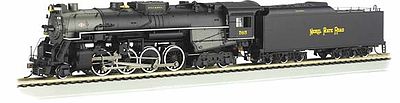 Bachmann 52401 HO Scale 2-8-4 Berkshire w/Sound & DCC -- Nickel Plate Road #765 (Railfan Version, black, graphite)