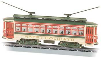 Bachmann 61085 N Scale Brill Trolley - Standard DC -- Christmas ("Happy Holidays")