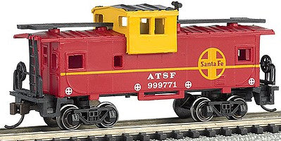 Bachmann 70754 N Scale 36' Wide-Vision Caboose - Ready to Run - Silver Series(R) -- Atchison, Topeka & Santa Fe #999771 (red, yellow)