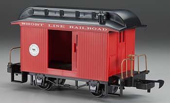 Bachmann 97088 G Scale Wood Baggage Car - Ready to Run - Li'l Big Haulers -- Short Line Railroad (red, black)