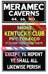 Blair Line 2253 HO Scale Barn Sign Decals -- Set #4 - Meramac Caverns, Except Ye Repent, Kentucky Club