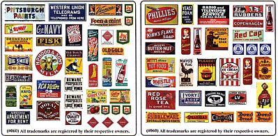 Blair Line 60 N Scale Storefront & Advertising Signs -- Porcelain Advertising Set #1