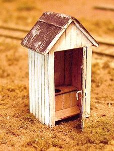 BTS (Better Than Scratch) 23005 HO Scale "One Holer" Outhouse Kit -- Peaked Roof, Positionable Doors for Ladies (Crescent Moon) & Gentlemen (Star)