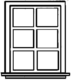 Campbell Scale Models 908 HO Scale Windows (White Plastic) -- Wide, 6-Pane pkg(3)