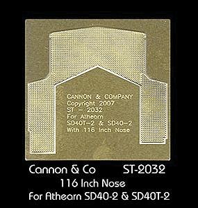 Cannon & Company 2032 HO Scale Safety Tread Kit Nose Only (Photo-Etched Brass) -- For Athearn SD40T-2 & SD40-2 w/116" Nose