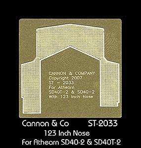 Cannon & Company 2033 HO Scale Safety Tread Kit Nose Only (Photo-Etched Brass) -- For Athearn SD40T-2 & SD40-2 (123" Nose)