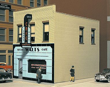City Classics 115 HO Scale Main Street Cafe -- Kit - 4-1/4 x 3-1/8 x 3-3/8" 10.8 x 7.9 x 8.6cm