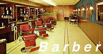 City Classics 1307 HO Scale Picture Window Photo Interior - Barber Shop -- Fits 3 to 3-1/2" 7.6 to 8.9cm Wide x 1-5/8" 4.1cm Building Storefront