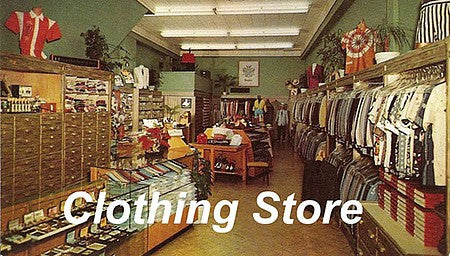 City Classics 1315 HO Scale Picture Window Photo Interior - Clothing Store -- Fits 3 to 3-1/2" 7.6 to 8.9cm Wide x 1-5/8" 4.1cm Building Storefront