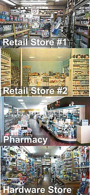 City Classics 1450 HO Scale Four Retail Stores Picture Window Photo Interior 4-Pack -- Fits 4" 10.2cm Wide x 2-1/8" 5.4cm Building Storefront