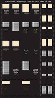 City Classics 701 HO Scale 1940s-50s Window Signs -- For #195-101 Grant Street Kit (sold separately)