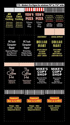 City Classics 715 HO Scale Modern Era Window Signs -- For 5/8 to 1-1/4" 1.6 to 3.2cm Wide Windows