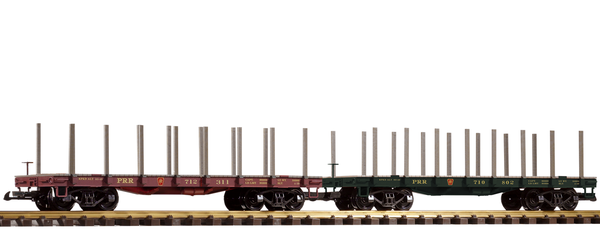 Piko 38770 G Scale PRR Flatcar w/Stakes, 2-Pack