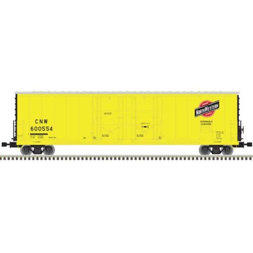 Atlas Model Railroad 50005200 N Scale Evans 53' Double Plug-Door Boxcar - Ready to Run - Master(R) -- Chicago & North Western 600523 (yellow, black)