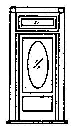 Grandt Line 5042 HO Scale Door -- 36" Residential w/Oval Window, Frame & Transom