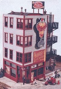 JL Innovative Design 421 HO Scale Picorelli's Ice Cream Parlor -- Kit - 5-7/8 x 3-3/4" 6.5 x 9.5cm