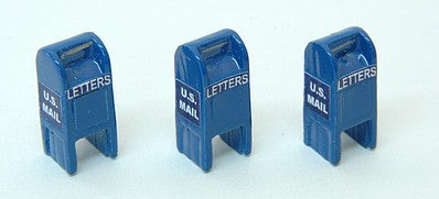JL Innovative Design 711 HO Scale Post-1955 Custom U.S. Street Mailbox -- Blue pkg(3)