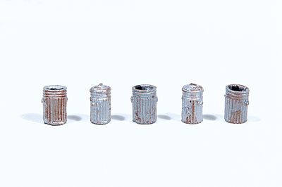 JL Innovative Design 718 HO Scale Custom Garbage Cans -- Painted & Rusted pkg(5)