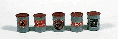 JL Innovative Design 912 HO Scale Barrels -- Paint & Chemicals (gray w/red Tops)