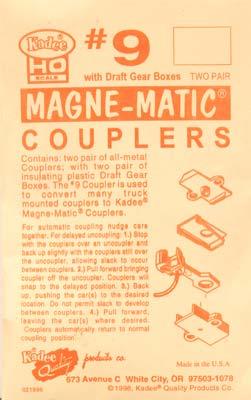 Kadee 9 HO Scale #9 Talgo Truck-Mount Knuckle Couplers - Kit - Magne-Matic(R) -- Medium 9/32" Centerset Shank w/#232 Draft Gear Boxes - 2 Pairs