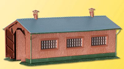 Kibri 37802 N Scale Single-Track Loco Shed - Kit -- 5-5/8 x 2-3/8 x 2-3/8" 14 x 6 x 6cm