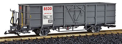 LGB 40881 G Scale High-Sided Gondola - Ready to Run -- Rhaetian Railway RhB (Era VI, gray, white, red)