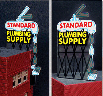 Miller Engineering 9181 All Scale Standard Plumbing Supply Animated Neon Billboard -- 3-1/2 x 1-3/4" 8.9 x 4.5cm