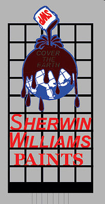 Miller Engineering 9981 All Scale Sherwin Williams Cover The Earth Animated Neon Billboard -- 1-29/32 x 4-1/4" 4.8 x 10.8cm