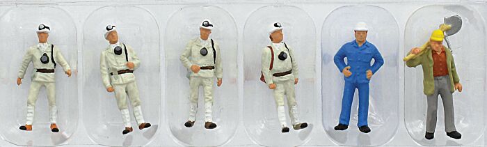 Preiser 1010581 HO Scale Miners -- pkg(6)