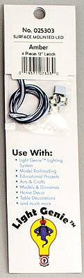 Model Rectifier (MRC) 25303 HO Scale LED w/10" 25.4cm Wire Leads 4-Pack - Light Genie(TM) -- Yellow/Amber