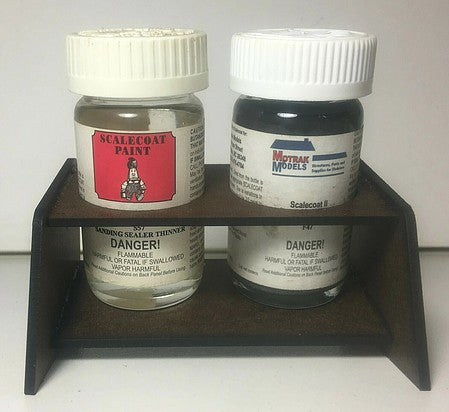Motrak Models 52005 All Scale Paint Bottle Holder 2-Pack - Laser-Cut Masonite Kit -- Fits Scalecoat 1 and 2oz Bottles, Tru-Color Bottles