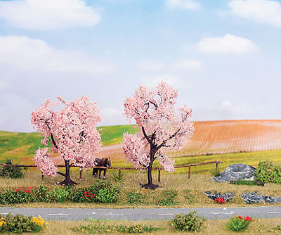 Noch 21996 All Scale Blooming Almond Trees -- 1 Each: 3-1/8 & 3-1/2" 8 & 9cm Tall pkg(2)