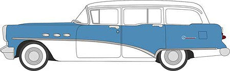 Oxford Diecast 87BCE54001 HO Scale 1954 Buick Century Estate Station Wagon - Assembled -- Ranier Blue, Arctic White