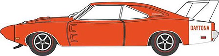 Oxford Diecast 87DD69002 HO Scale 1969 Dodge Charger Daytona - Assembled -- Orange, White