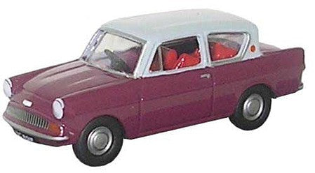 Oxford Diecast N105002 N Scale 1959 Ford Anglia - Assembled -- Maroon, Gray