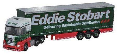 Oxford Diecast NMB001 N Scale Mercedes-Benz Actros MP4 GSC with Side Curtain Trailer - Assembled -- Eddie Stobart (green, white, red)