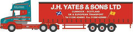 Oxford Diecast NTCAB008 N Scale 1990-2010 Scania T Tractor with Curtain-Side Trailer - Assembled -- J.H. Yates and Sons Ltd.