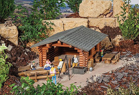 Pola 331052 G Scale Log Barbecue Hut with Grill -- Kit - 14-13/16 x 11-5/8 x 6-1/2" 37.5 x 29.5 x 16.5cm
