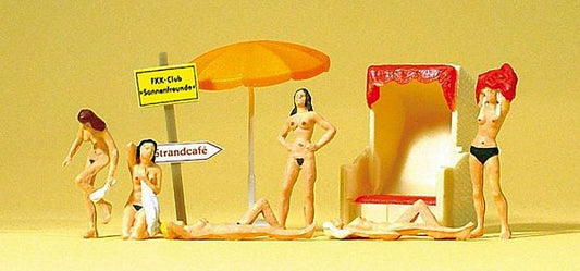 Preiser 10107 HO Scale Recreation & Sports -- Nude Sunbathers