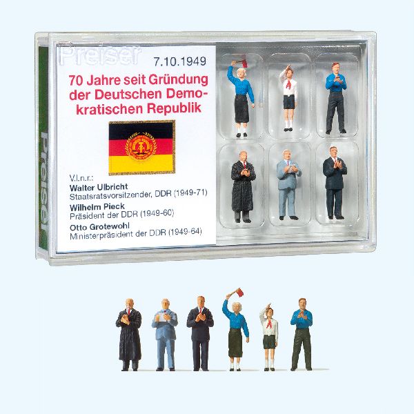 Preiser 13403 HO Scale Founding of the German Democratic Republic 70th Anniversary Set -- 3 Leaders and 3 Citizens