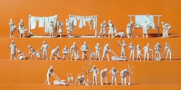 Preiser 16361 HO Scale Unpainted Figures and Accessories pkg(33)