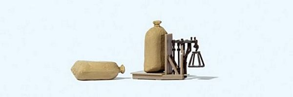 Preiser 17713 HO Scale Grain Scale w/2 Grain Sacks - Assembled