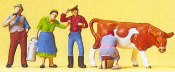 Preiser 10044 HO Farmers w/Cow (4)