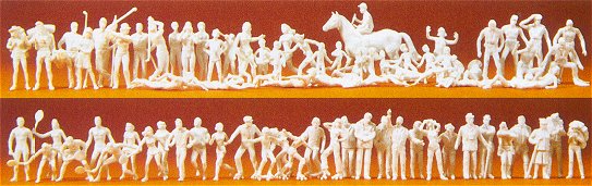 Preiser 16346 HO Unpainted Sport/Leisure People (80) (Kit)