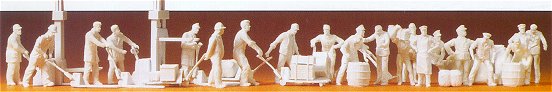 Preiser 16348 HO Unpainted Industrial Workers w/Pallet Jackets (21) (Kit)