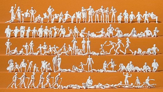 Preiser 16357 HO Unpainted People Leisuretime at Lake (120) Kit